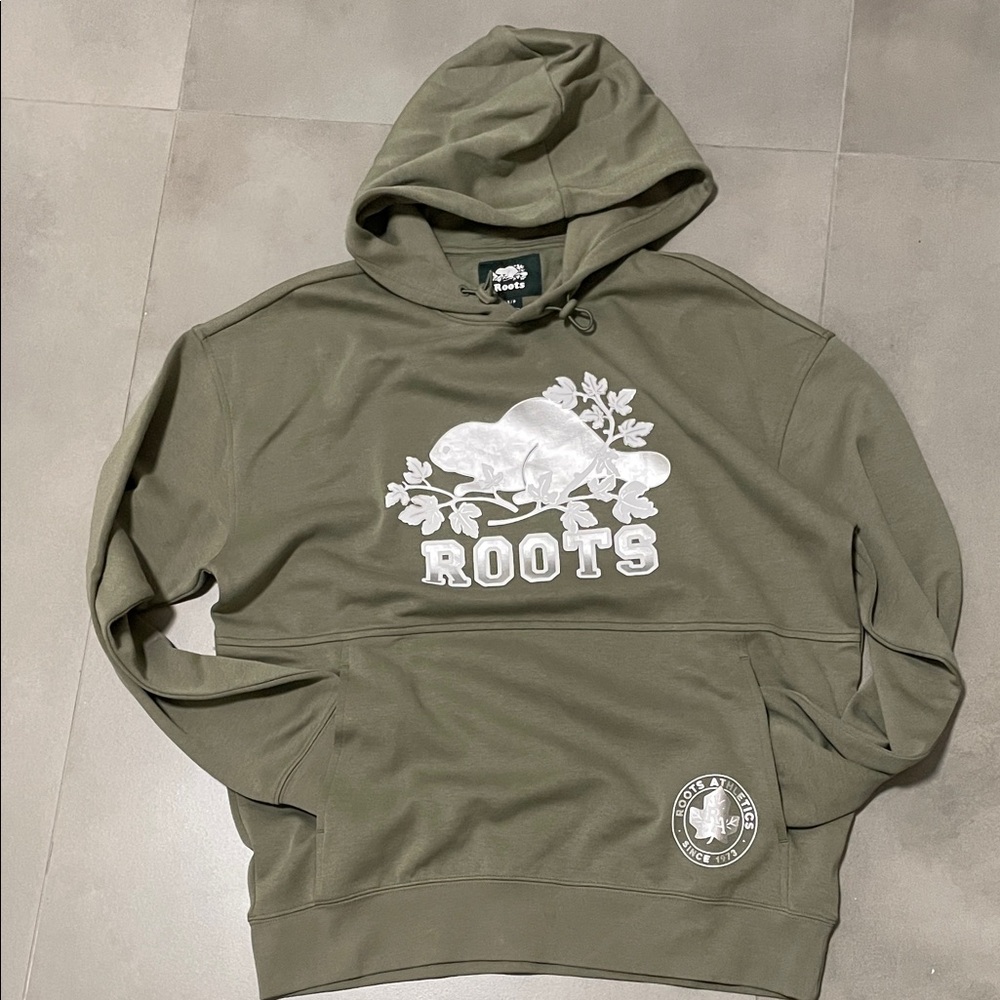 Roots Men's Khaki Hoodie Sweater